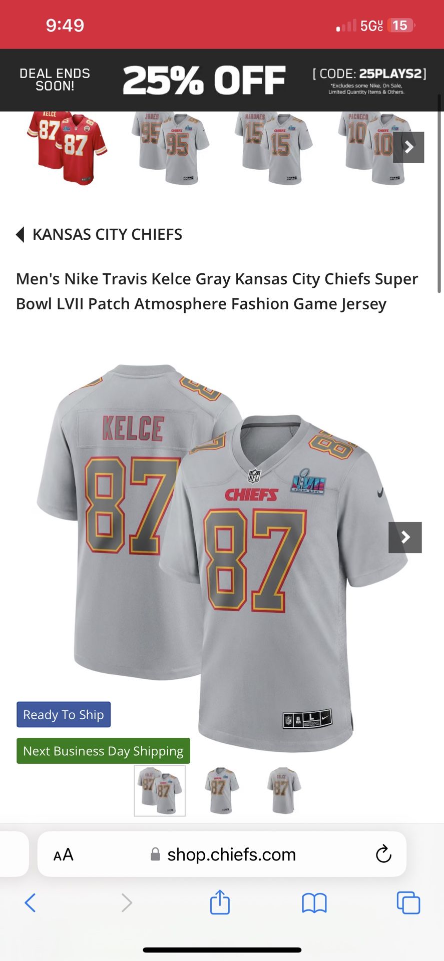 Nike Nfl Kansas City Chiefs Kelce Super Bowl 3rd jersey for Sale in  Sacramento, CA - OfferUp