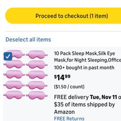 10 Pack Pink Satin Sleep Mask 