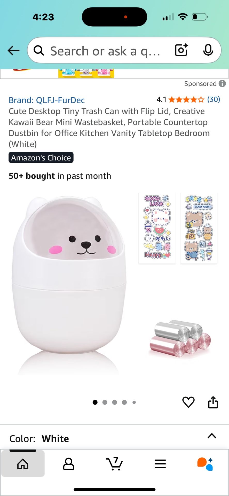 Cute Desktop Tiny Trash Can with Flip Lid, Creative Kawaii Bear Mini Wastebasket, Portable Countertop Dustbin for Office Kitchen Vanity Tabletop Bedro