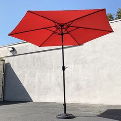 (NEW) $70 Patio Umbrella Set (10 FT Umbrella and 26lbs Weight Base) Tilt Crank, Outdoor Garden Market 