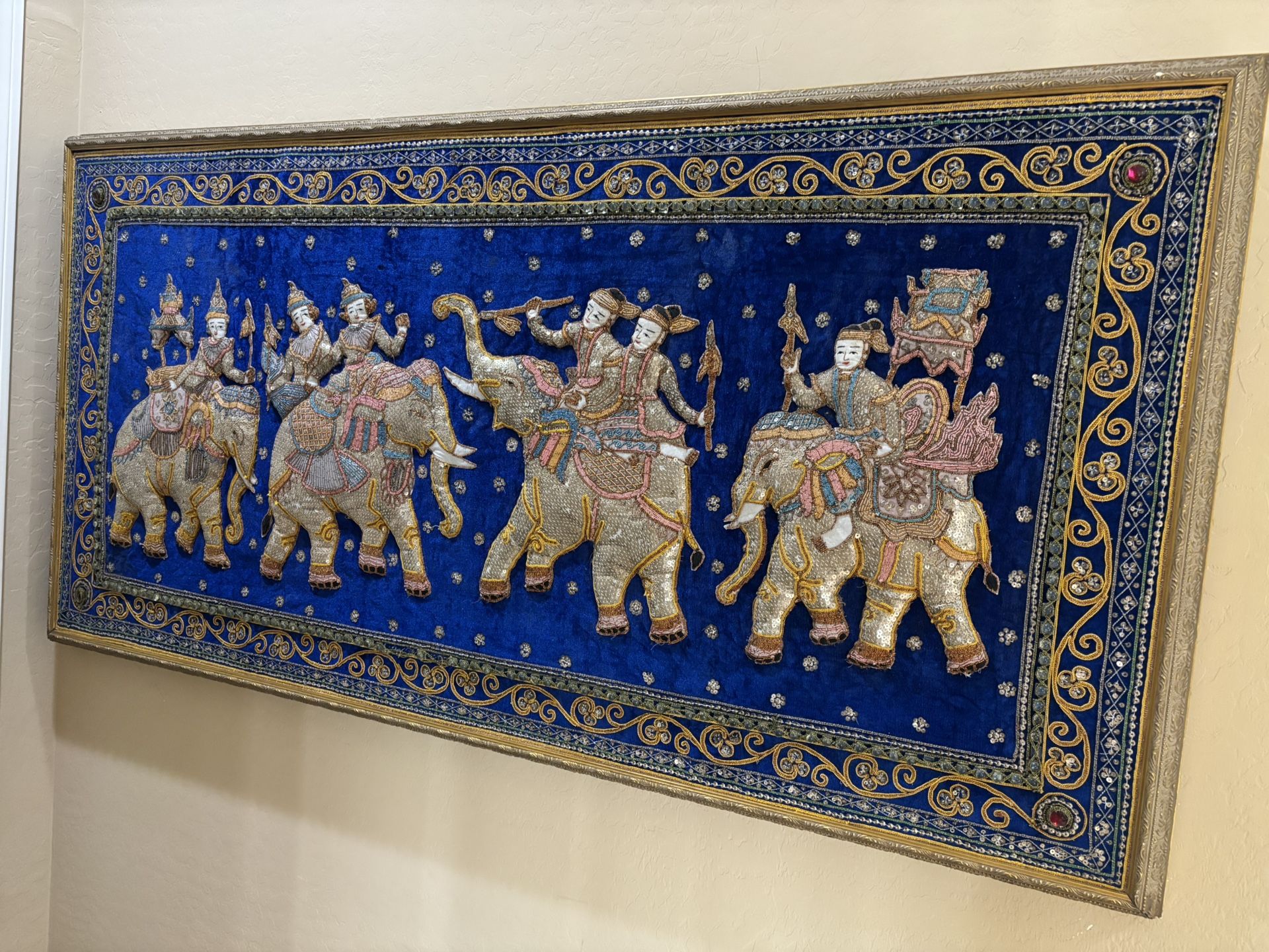Antique Burmese Empire Kalaga Tapestry