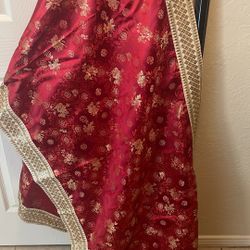 Silk Red Shawl Or Scarf