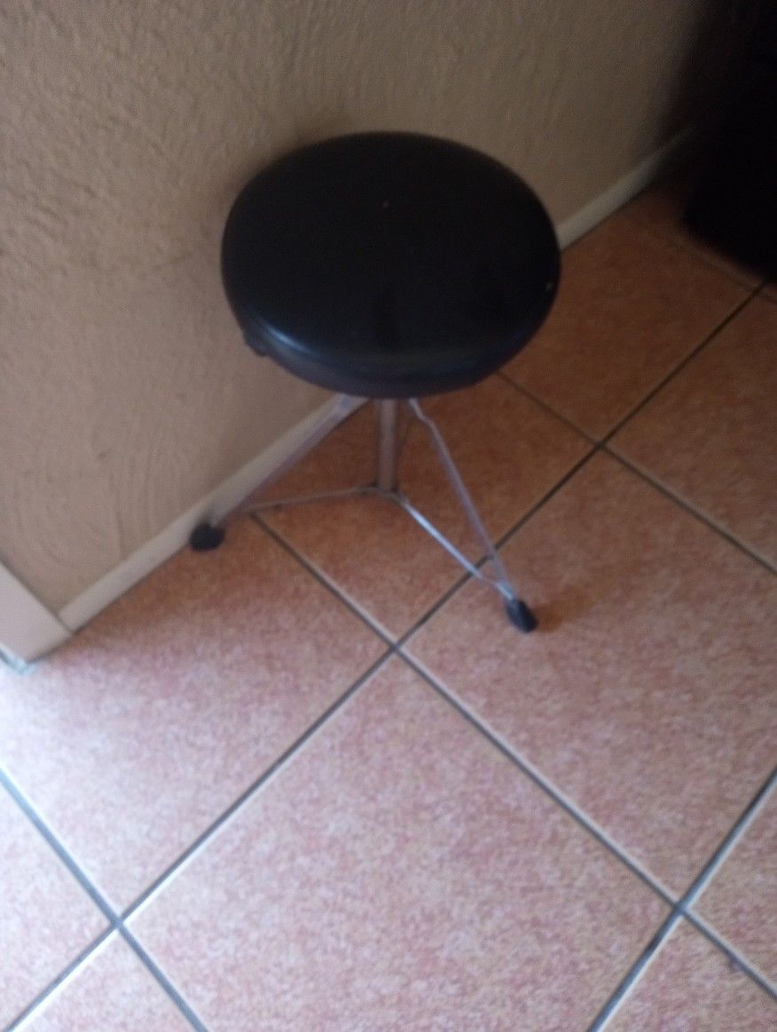 Metal And Leather Small Stool