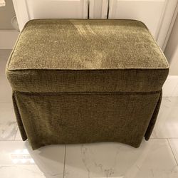 Custom Vanity Upholstered Bench Stool Ottoman, Vintage Olive Green 