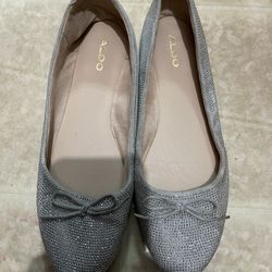 Aldo Silver Shimmery Glitter Flat