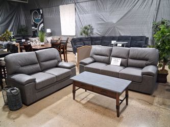 2-Piece Upholstered Sofa Set in Dark Gray(New)