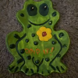 Ceramic Frog Spoon Holder Used