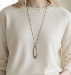 Silpada Sterling Silver Oblong Oval Filigree Scroll Heart Necklace 18"