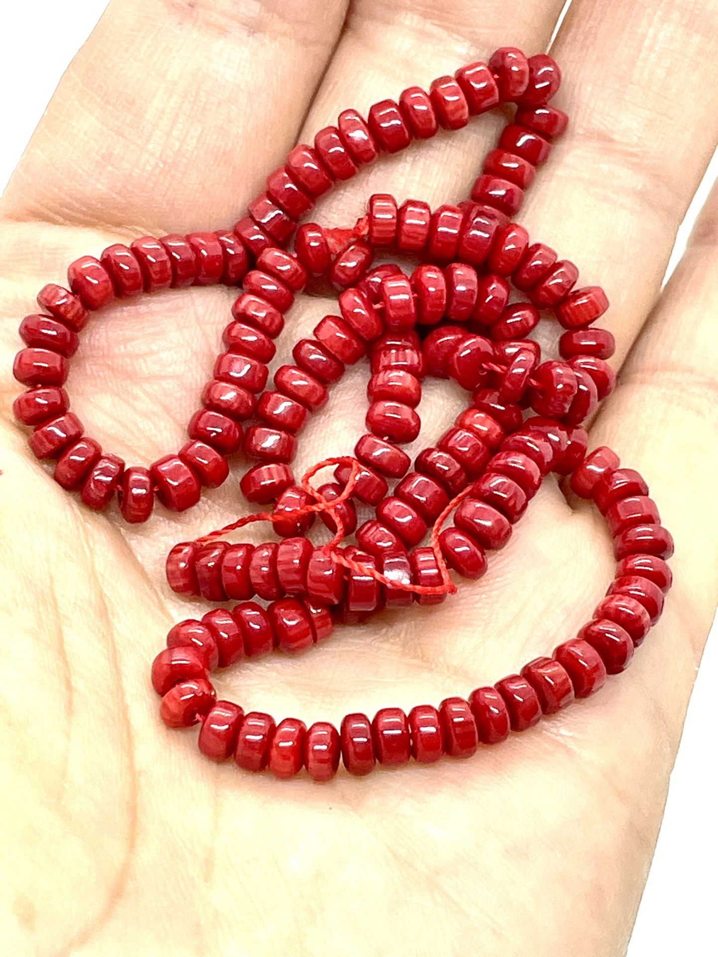 Lot Of Red Coral Disc Beads