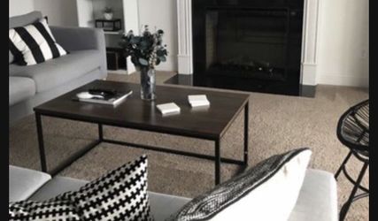 Wood and Black Iron Coffee Table