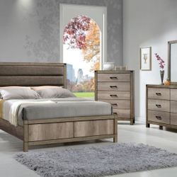 Bedroom Set / Bed Frame  / Dresser/mirror/nightstand /Mattress Included   Queen Size    Recamara Completa De 5 Piezas 