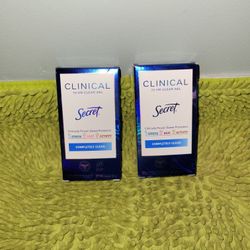 2 Deodorants Clinical Secret 72hr Clear Gel Completely Clean 1.6oz
