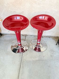 Red Adjustable Bar Stools Set of 2