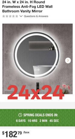 24 in. W x 24 in. H Round Frameless Anti-Fog LED Wall Bathroom Vanity Mirror