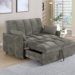 Brand New Dark Grey Plush Convertible Sofa Sleeper 