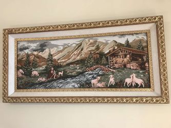 A hand-drawn art painting with woolen threads size 50 * 25 inch