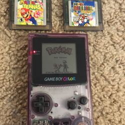 Nintendo Game Boy Color Handheld System Atomic Purple With 2 Mario Games  