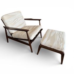 AUTHENTIC DANISH MODERN LOUNGE CHAIR & OTTOMAN – MADE IN DENMAR