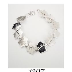 7.25" x 16mm Handmade Solid Sterling Silver Canadian Maple Leaf Bracelet. Made in Canada