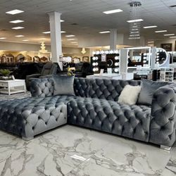 Grey Or Black Velvet Sofa Sectional 