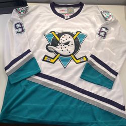 Vintage Conway CCM Anaheim Mighty Ducks NHL White Retro Hockey Jersey Size 54