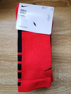 3 Pairs Nike Elite Basketball Socks (Red/Black) - Size 6-8 Men's, Size 6-10 Women's