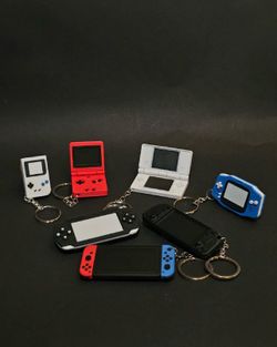 Custom 3D Printed Retro Gaming Console Keychains – Game Boy, DS, Switch & More