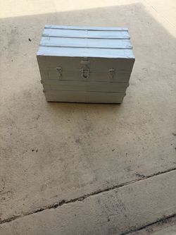 Wood and metal storage chest