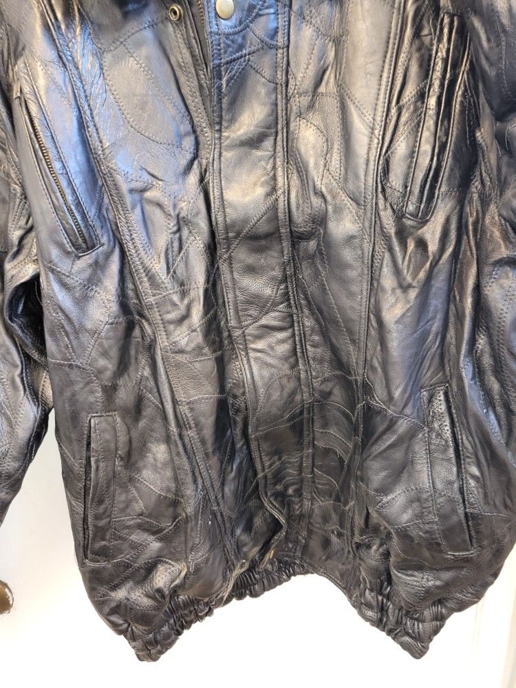 Italian Stone Vintage Italian Patchwork Insulated Leather Bomber Jacket SZ L
