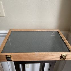 Two Timbers Wooden & Glass Display Stand 18”x12”