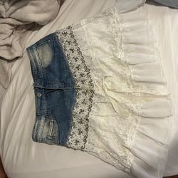 Vintage Lace Jean Skirt Size M