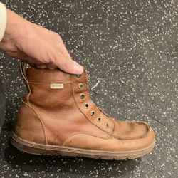 Lems Brown Leather Boots with Plaid Lining.  Hardly used.  These just need laces and they typically retail for $140-160 new