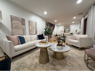 Crate and Barrel Couch and Chair set White and Gold