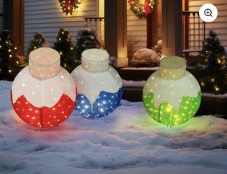 VEIKOUS 36" Christmas Tricolor Pop-Up Ball Decoration with 90 LED Lights Set/3 New/Box Multiples Ava 