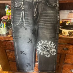 Custom Crome Heart Pants 