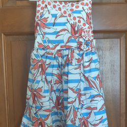 Adorable Red White And Blue Floral and Polka Dots Dress 
Size 5
