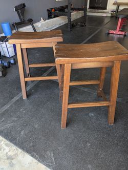 Wood Barstools (2)