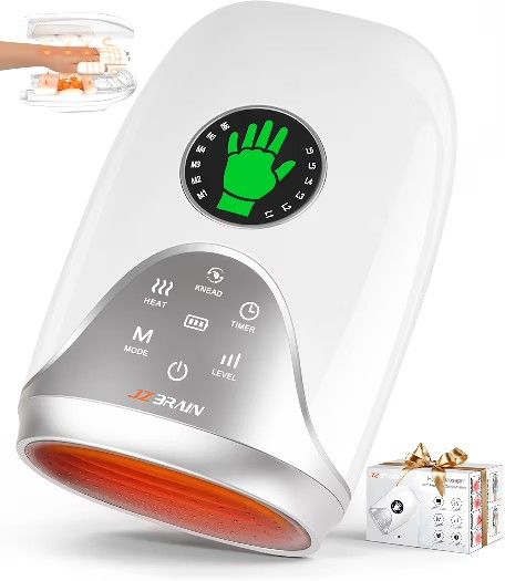 Hand Massager with Heat and Compression : Hand and Wrist Massager with Customizable Modes, Finger Stretch Function, Visual Display, Palm Roller - Dail
