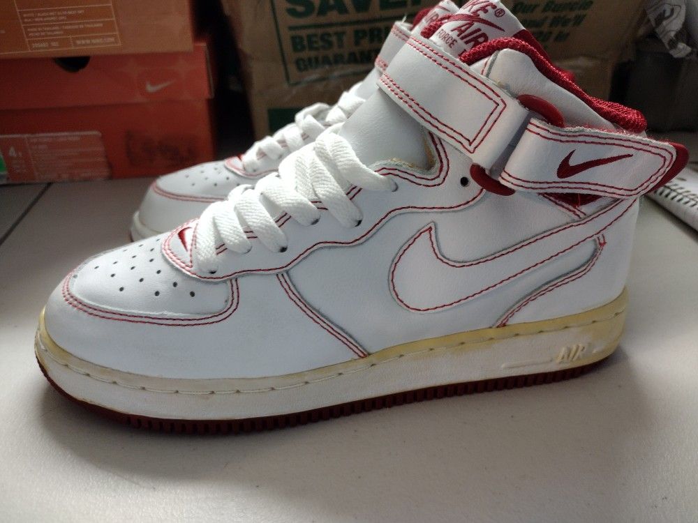 Nike Air Force One Mid White Vans Red Youth 2002 Free Shipping
