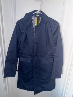 J.Crew Navy Button-Front Trench Coat