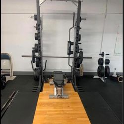 Cybex Olympic Commercial Squat Rack With Platform & Adjustable Weight Bench- Nautilus, Flex, Precor, Icarian, Hammer Strength, Life Fitness