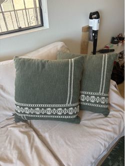 Set of 2 Large Embroidered Throw Pillows