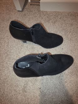 Black Suede Ankle Booties with Side Zip