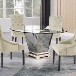 Zgallerie Basset furniture 5 piece Mirror Dining Table Chair set