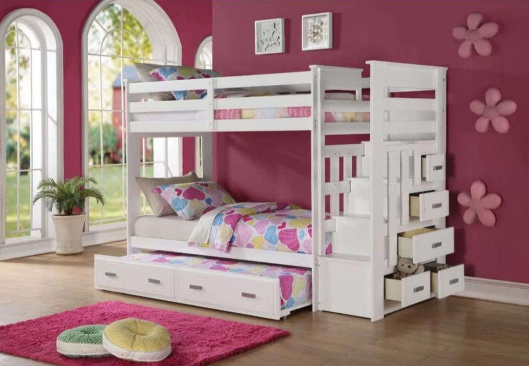 Allentown White Bunk Bed $10 Down Payment And Financing Available