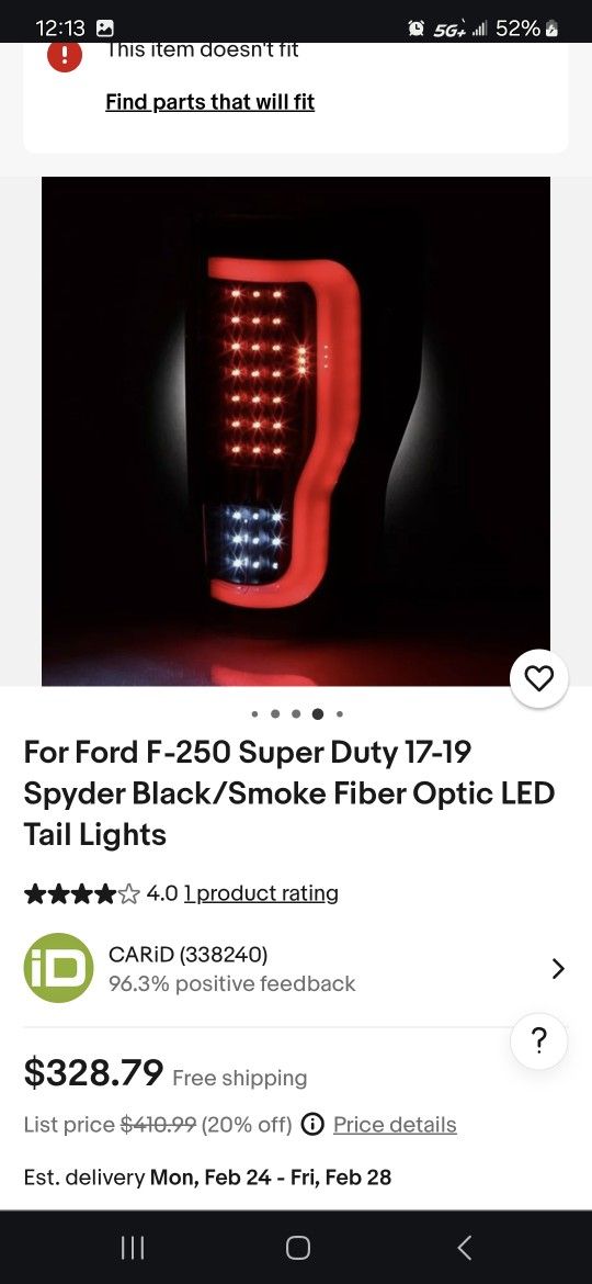Ford F250 Super Duty Spyder Smoke Fiber Optic LED Tail Lights