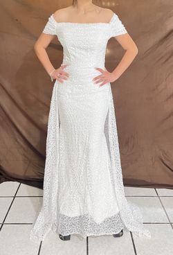 Vestido Blanco Formal Brilloso