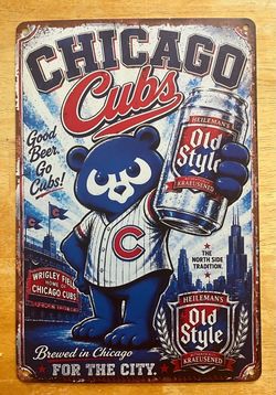 12” x 8” Chicago Cubs Old Style Beer Tin Sign