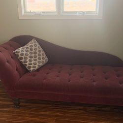 Burgundy velvet fainting couch/ chaise