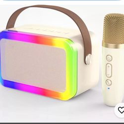 Mini Portable Karaoke Machine with 2 Microphones- M11 - Color is Beige